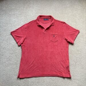 Polo Ralph Lauren Polo Shirt Mens 2XB Red Terry Cloth Pocket Pony Logo Big Fit